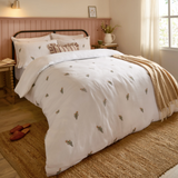 Josephine Embroidered Muslin Duvet Cover King Set White/Pink Meadow Lane