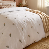 Josephine Embroidered Muslin Duvet Cover Super King Set White/Pink ML