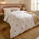 Josephine Embroidered Muslin Duvet Cover Super King Set White/Pink Meadow Lane
