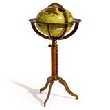Large Antique Globe On Metal & Leather Stand