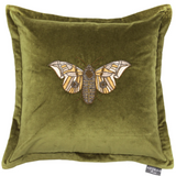 Luna Embroidered Cushion Green Feather Filled Meadow Lane
