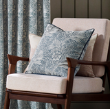 Marigold Piped Jacquard Cushion Indigo Feather Filled MLH