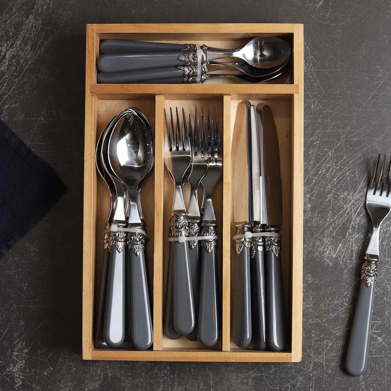 ROYAL CLASP 24PC CUTLERY SET GREY HANDLE