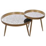 SET OF 2 GOLD TABLES Meadow Lane