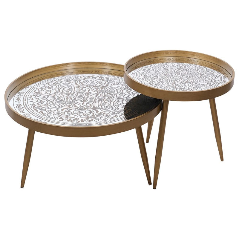 SET OF 2 GOLD TABLES Meadow Lane