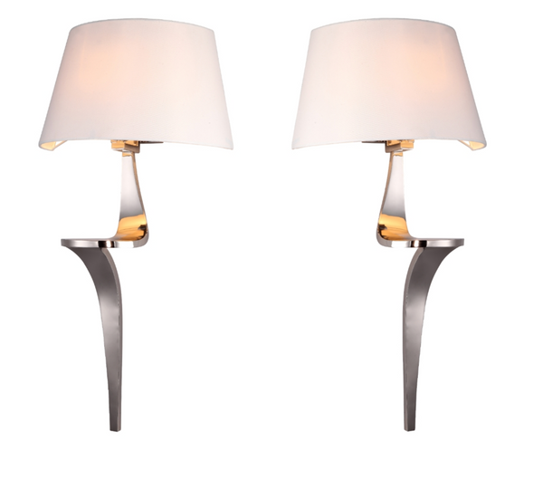 Enzo Pair Of Nickel Finish Wall Lamps