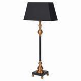 Slim Black Table Lamp with Cotton Shade Meadow Lane