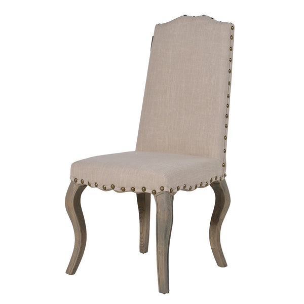 Sofia Cream Curved Leg Studded Dining Chair