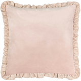 Solene Ruffle Matte Velvet Cushion Pink Feather Filled MLH