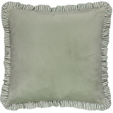 Solene Ruffle Matte Velvet Cushion Sage Feather Filled MLH
