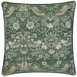 Strawberry Thief Piped Jacquard Cushion Forest Feather Filled Meadow Lane