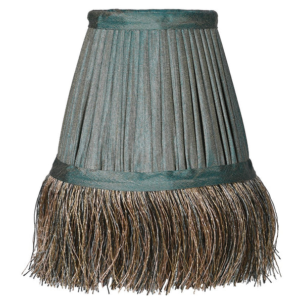 Teal Pleated Fringed Shade
