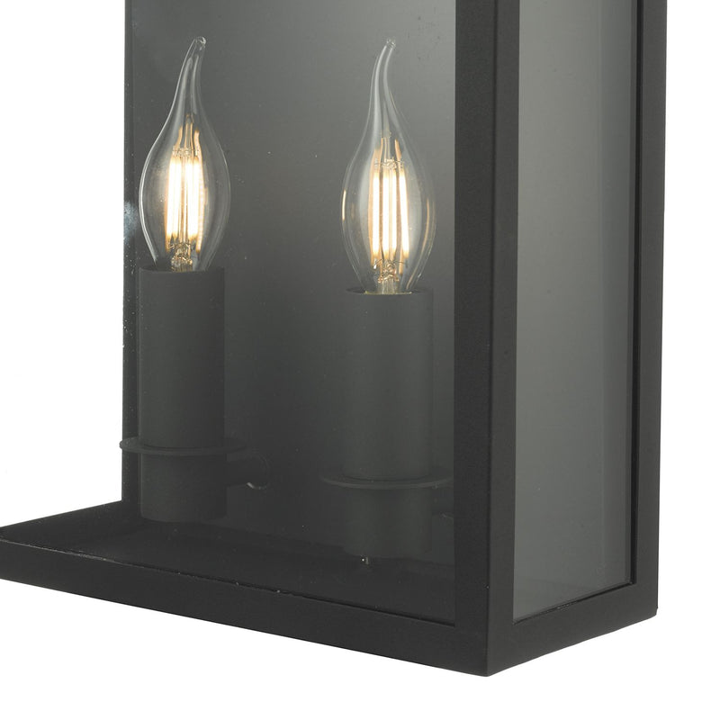 Vapour 2 Light Coach Lantern Outdoor Wall Light Matt Black IP44