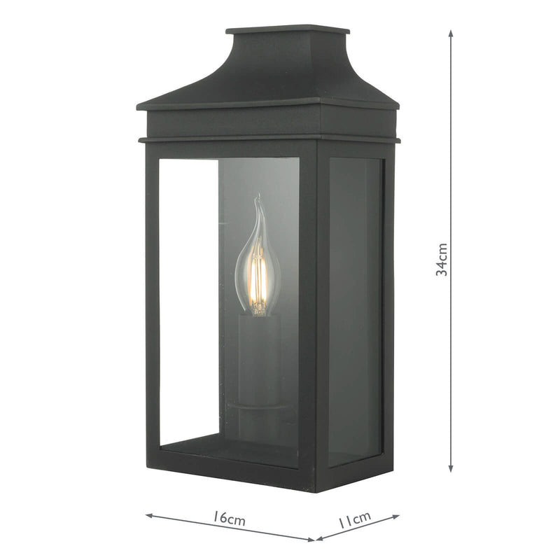 Vapour Coach Lantern Outdoor Wall Light Matt Black IP44