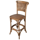 Oak Rattan Back Counter Height Stool