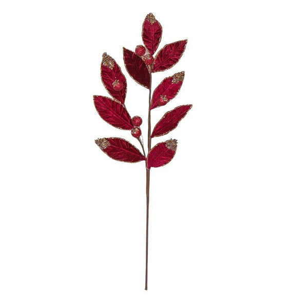 Burgundy & Gold Flower Stem – Holiday Accent
