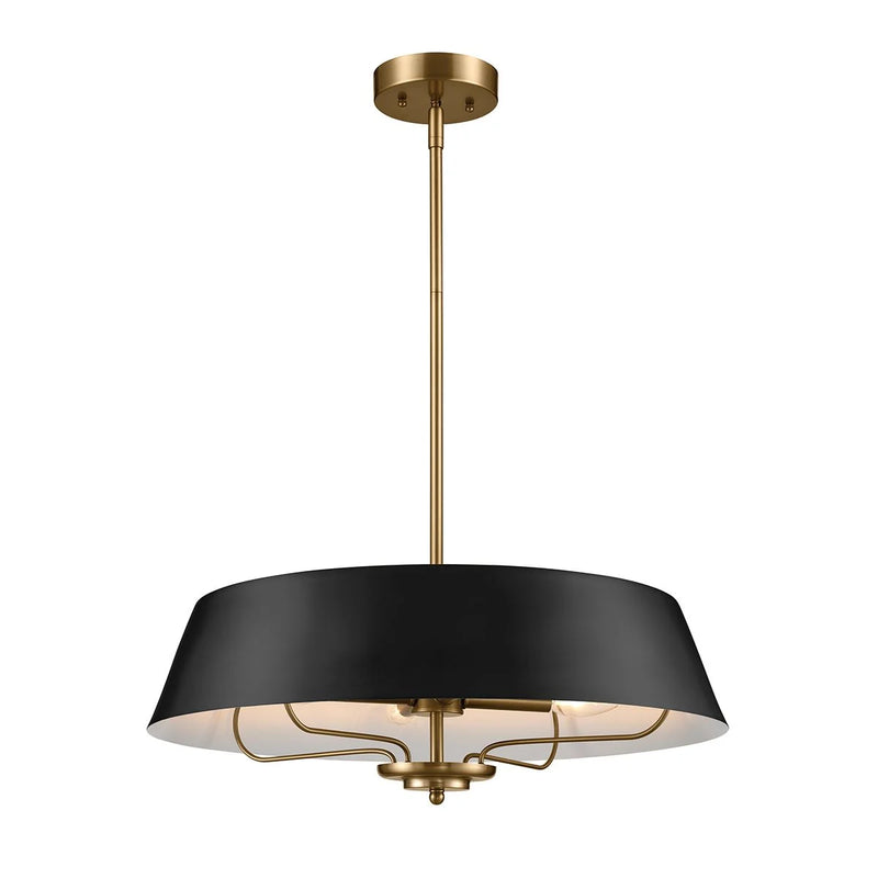 Luella 4lt Duo-Mount Pendant - Black & Brass