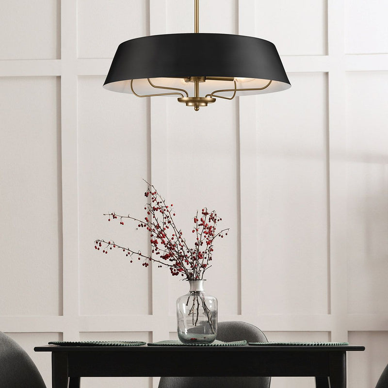 Luella 4lt Duo-Mount Pendant - Black & Brass