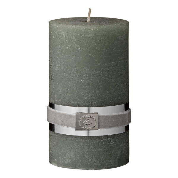Lene Bjerre Rustic w. green pillar candle 12.5 cm