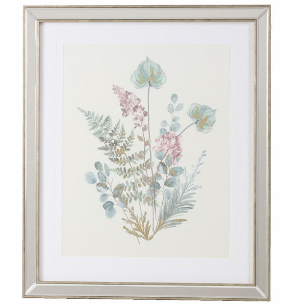 Wild Flower with Gold Leaf in Mirrored Frame B - Meadow Lane Ardee