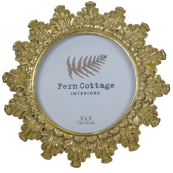 OVAL FEATHERED GOLD FRAME 5x7