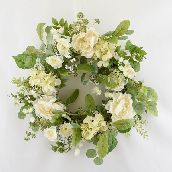 Cream Peony Wreath 60cm - Meadow Lane Ardee