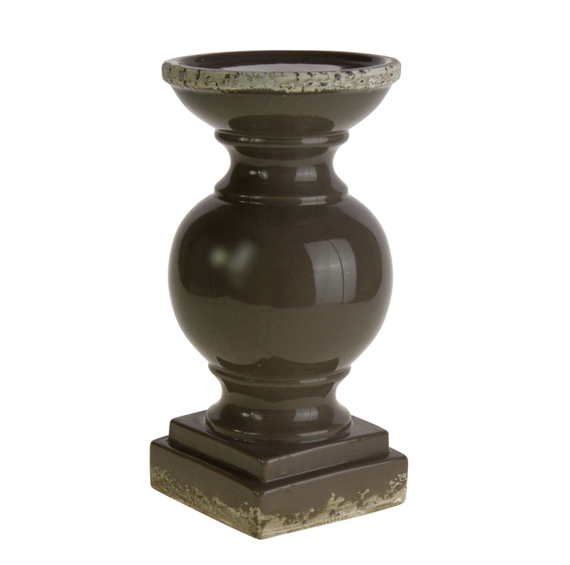 Grey Stoneware Candle Holder Height 31 cm
