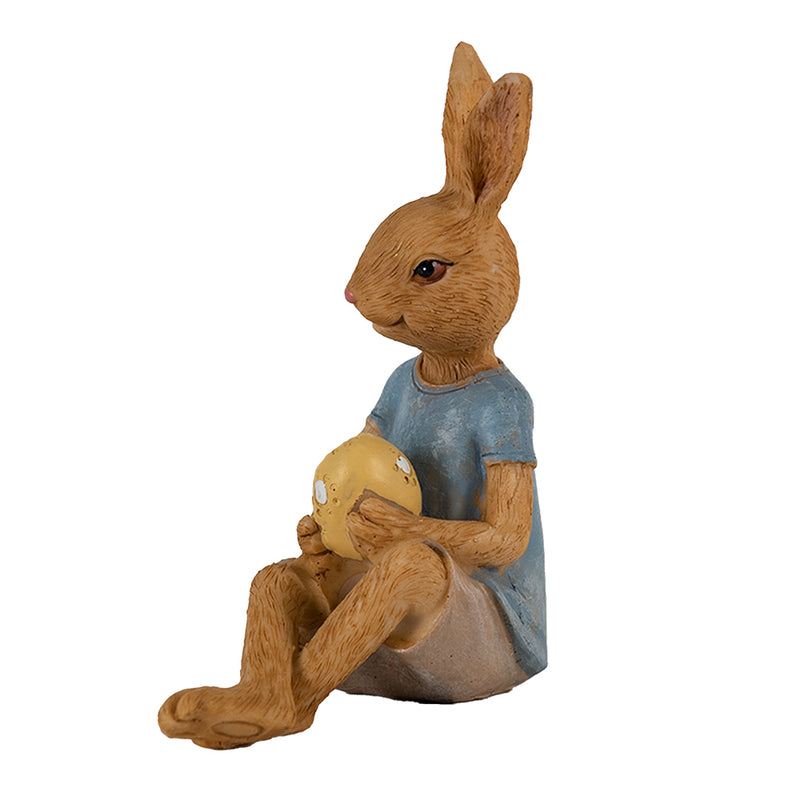 Blue & Brown Easter Bunny Rabbit 10x6x12 cm