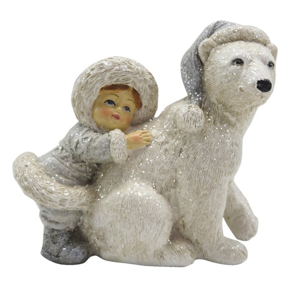 Decoration child with polar bear 11x6x11 cm
