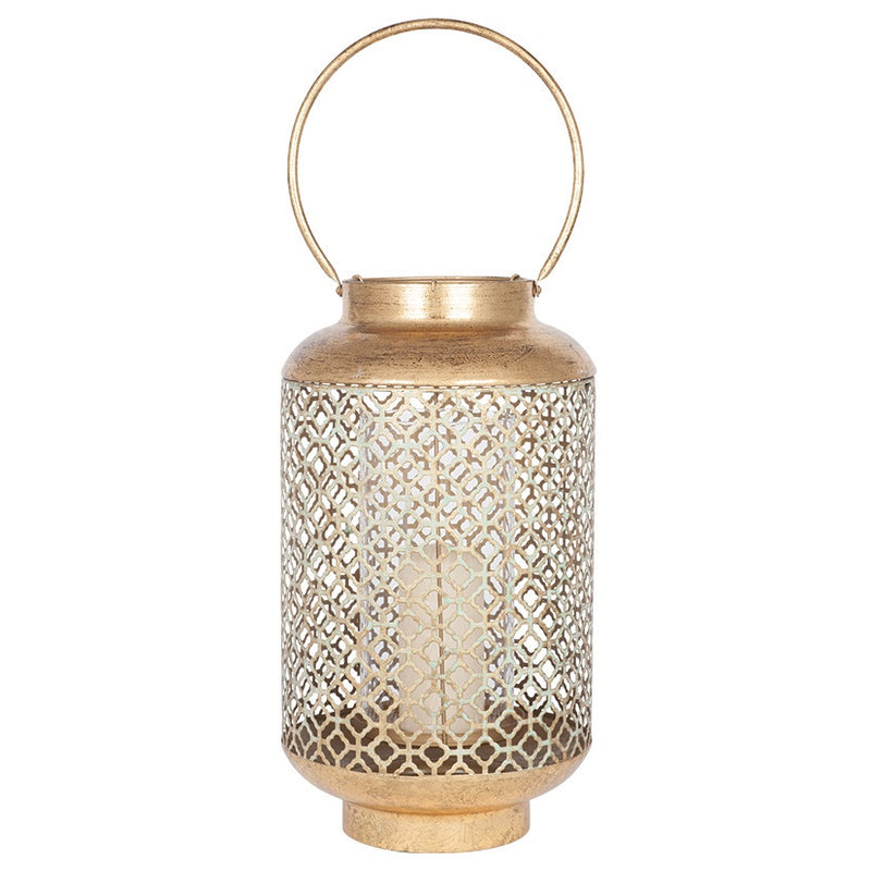 Antique Gold Metal and Glass Round Lantern (Large) - Meadow Lane Ardee
