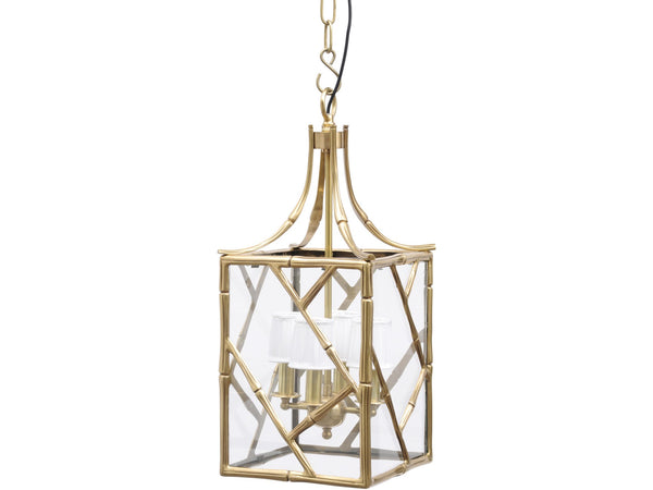 Brass Bamboo Lantern Small With White Shade - Meadow Lane Ardee
