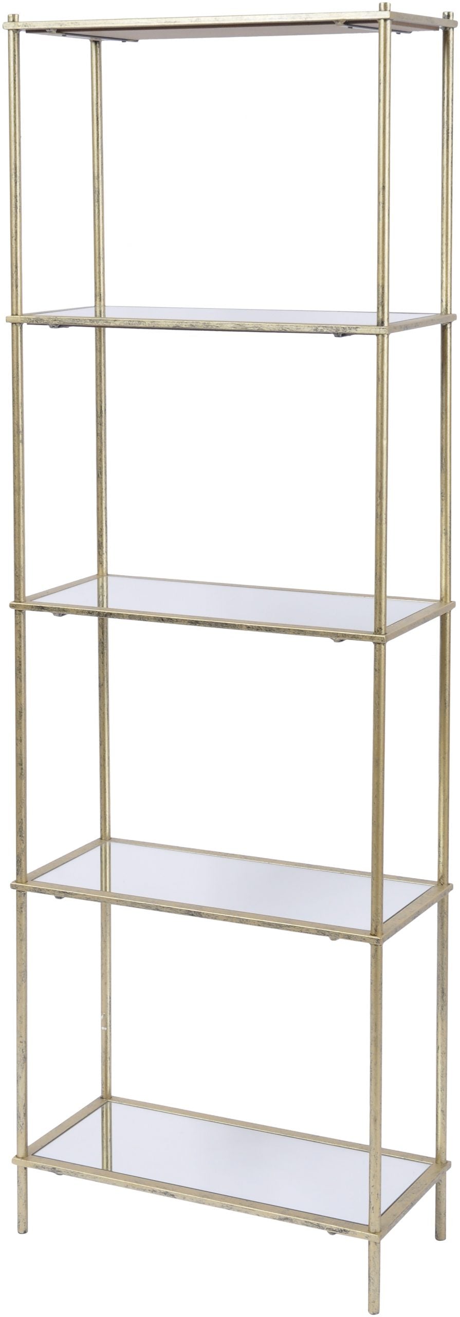 Mylas Five Tier Shelving Unit w/ Mirrored Panels Meadow Lane