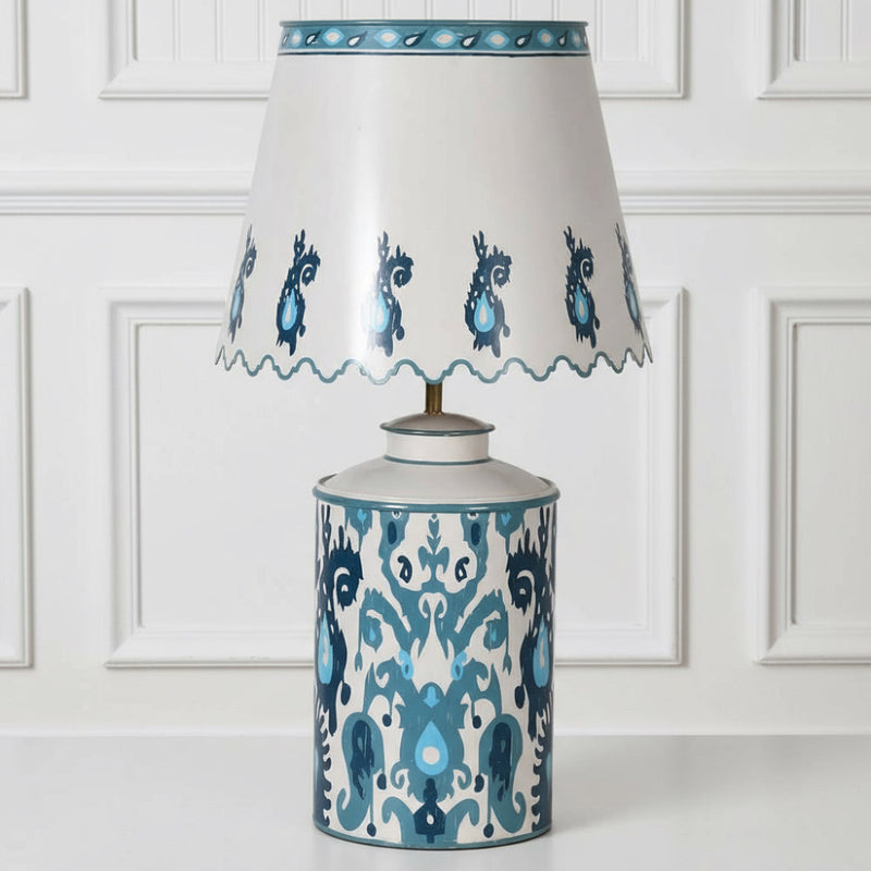 Blue Ikat Wave Scalloped Table Lamp Meadow Lane Ardee