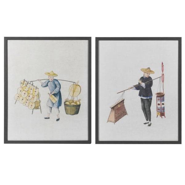 Set of 2 Chinese Men Sketch Pictures - Meadow Lane Ardee
