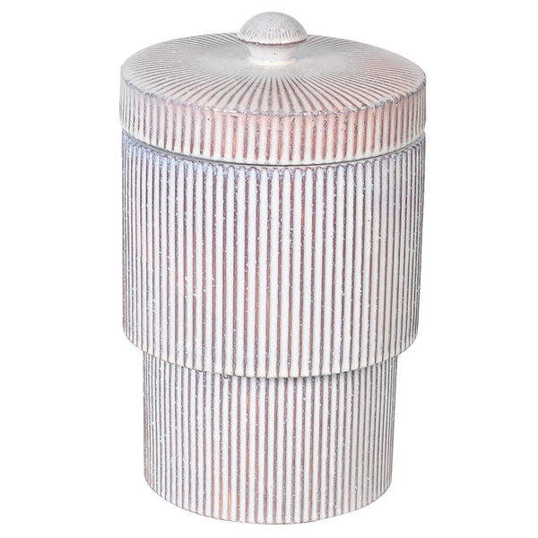 Large Red and White Striped Lidded Jar - Meadow Lane Ardee
