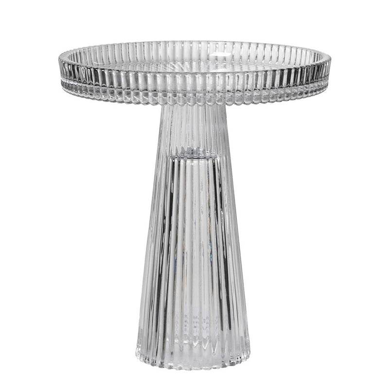 Large Ribbed Glass Plate on Stand