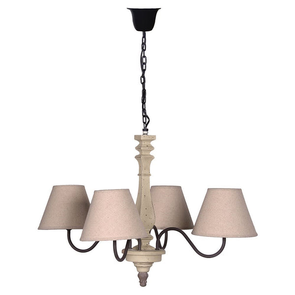 Melfi Cream Linen 4 Arm Chandelier with Shades - Meadow Lane Ardee