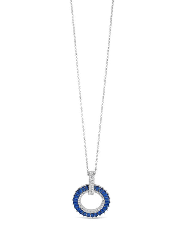 Absolute Long Navy Crystal Circle Drop Necklace