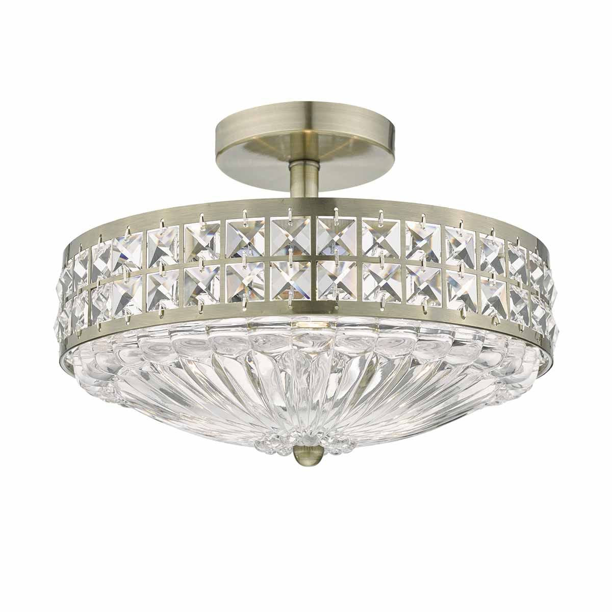 Olona 3 Light Diffuser Antique Brass with Crystal – Meadow Lane