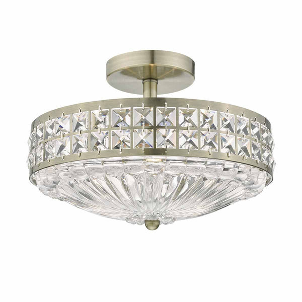 Olona 3 Light Diffuser Antique Brass with Crystal