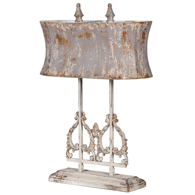 Distressed Iron Double Table Lamp with Shade - Meadow Lane Ardee