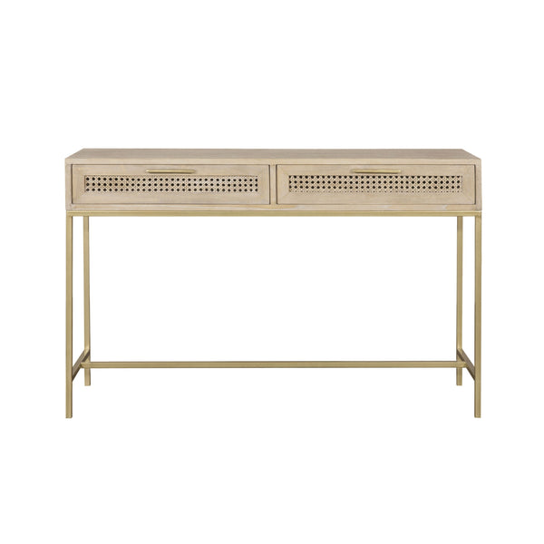130cm Roundwood 2 Drawer Console Table – Gold
