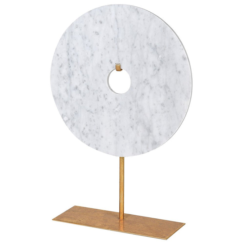 Large White Marble Disc On Stand - Meadow Lane Ardee