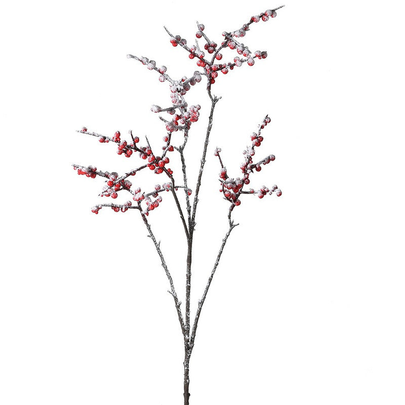 Red Berry Spray with Snow for Festive Decor