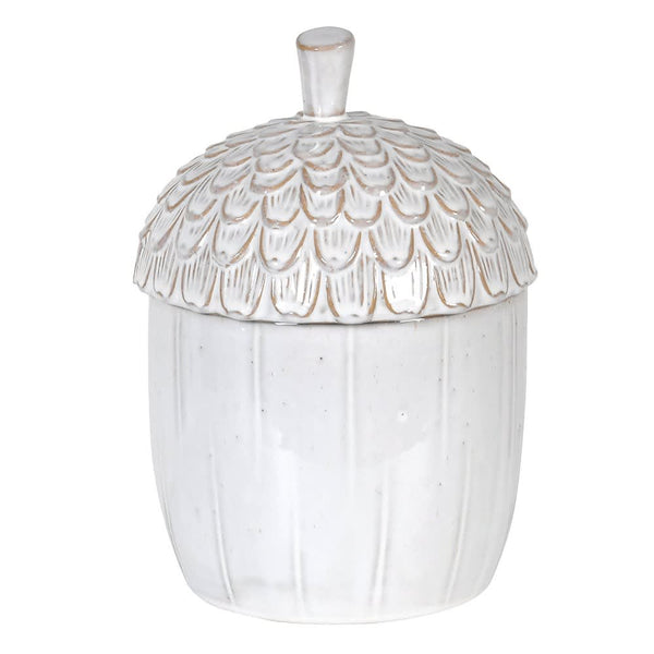 White Ceramic Acorn Jar H:24CM - Meadow Lane Ardee