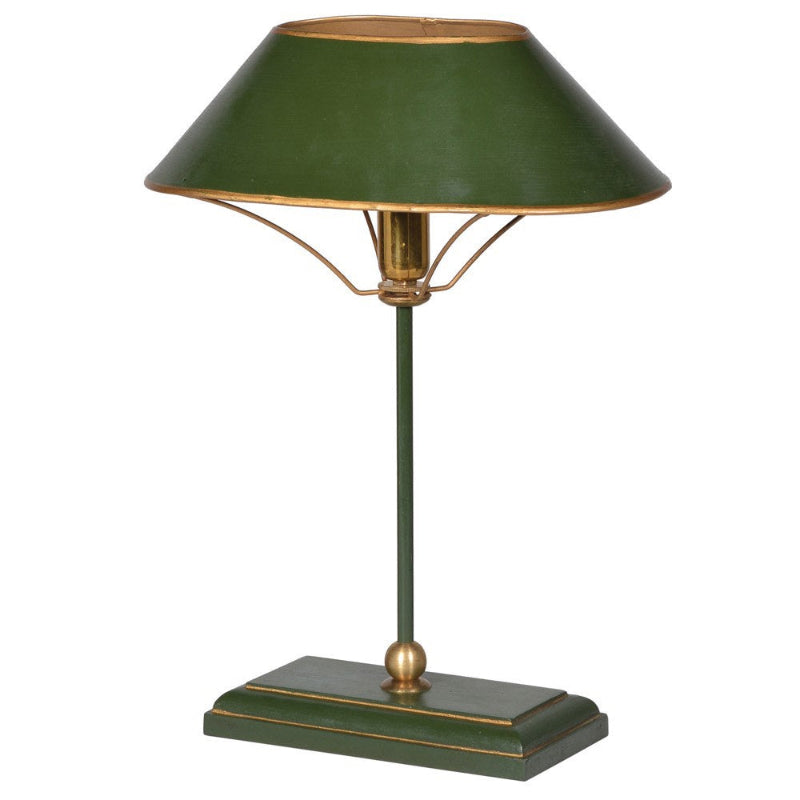 Toleware Emerald Green & Gold Bankers Lamp Meadow Lane
