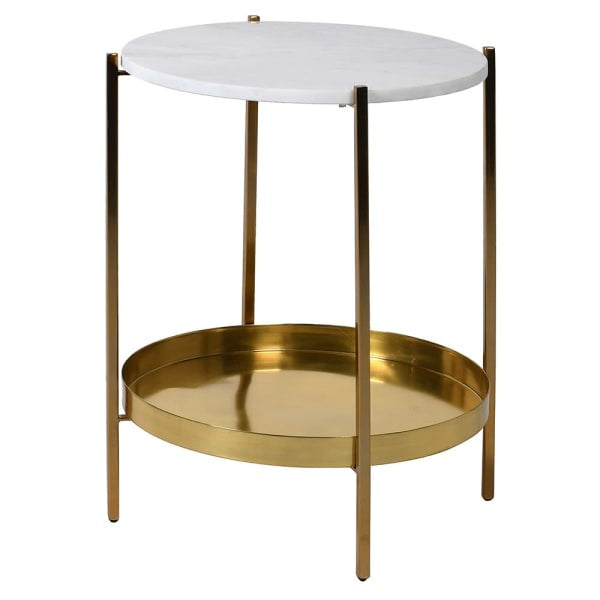 Gold Side Table with Marble Top - Meadow Lane Ardee