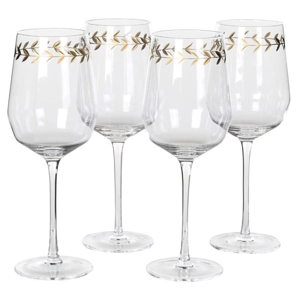 Set of 4 Gold Leaf Red wine Glass - Meadow Lane Ardee
