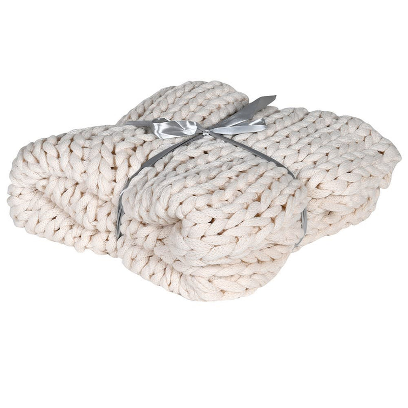 The Lilliput Cream Chunky Knit Blanket - Meadow Lane Ardee