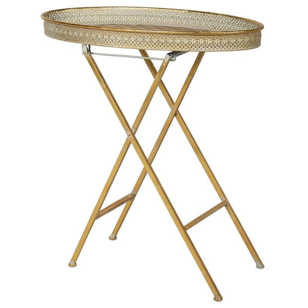 Gold Byzantine Oval Metal Tray Table - Meadow Lane Ardee
